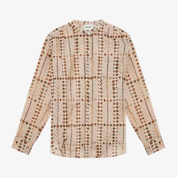 Marant Etoile Women's Ecru Mexika Printed Cotton Blouse Size 38 | Medium - Picture 11 of 12